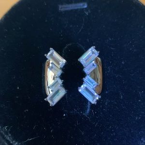 🆕 Gunmetal and Emerald cut Clear Crystal Ring